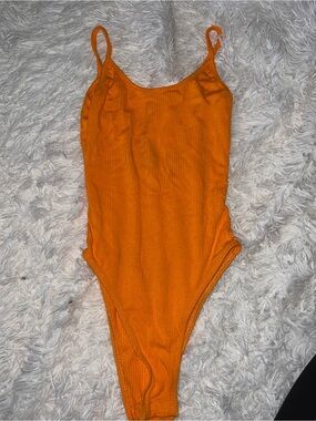 Orange Ribbed Bodysuit